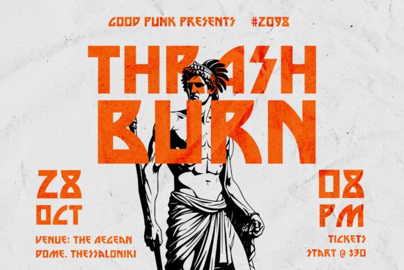 Thrash Burn: A Bold Sans Serif Font for Handmade Brands